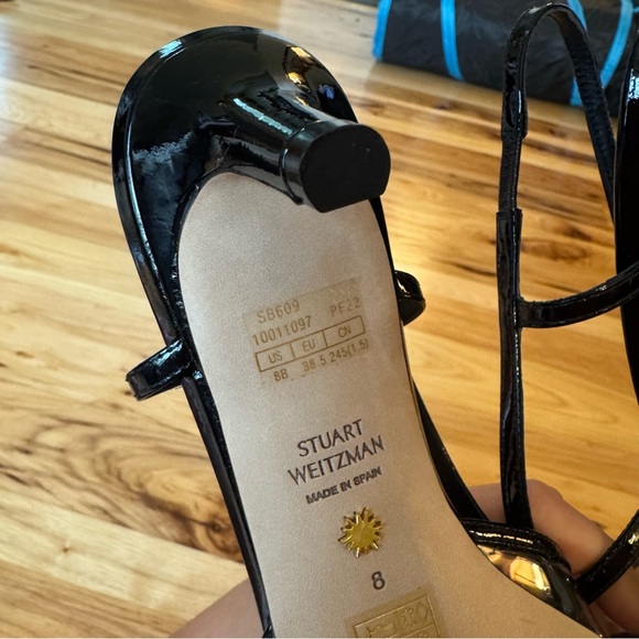 Stuart Weitzman Poudre Mondrian 50 Slingback PVC kitten heel Pumps in Black - Picture 12 of 13
